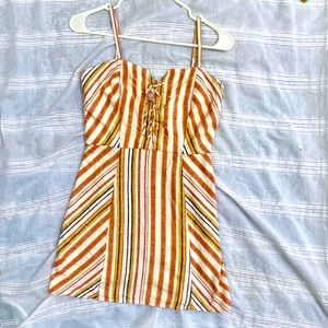 Aeropostale tan white mustard striped dress